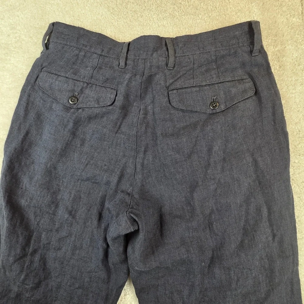 J.Crew Mens 100% Linen Straight Leg Pants Navy 32x29